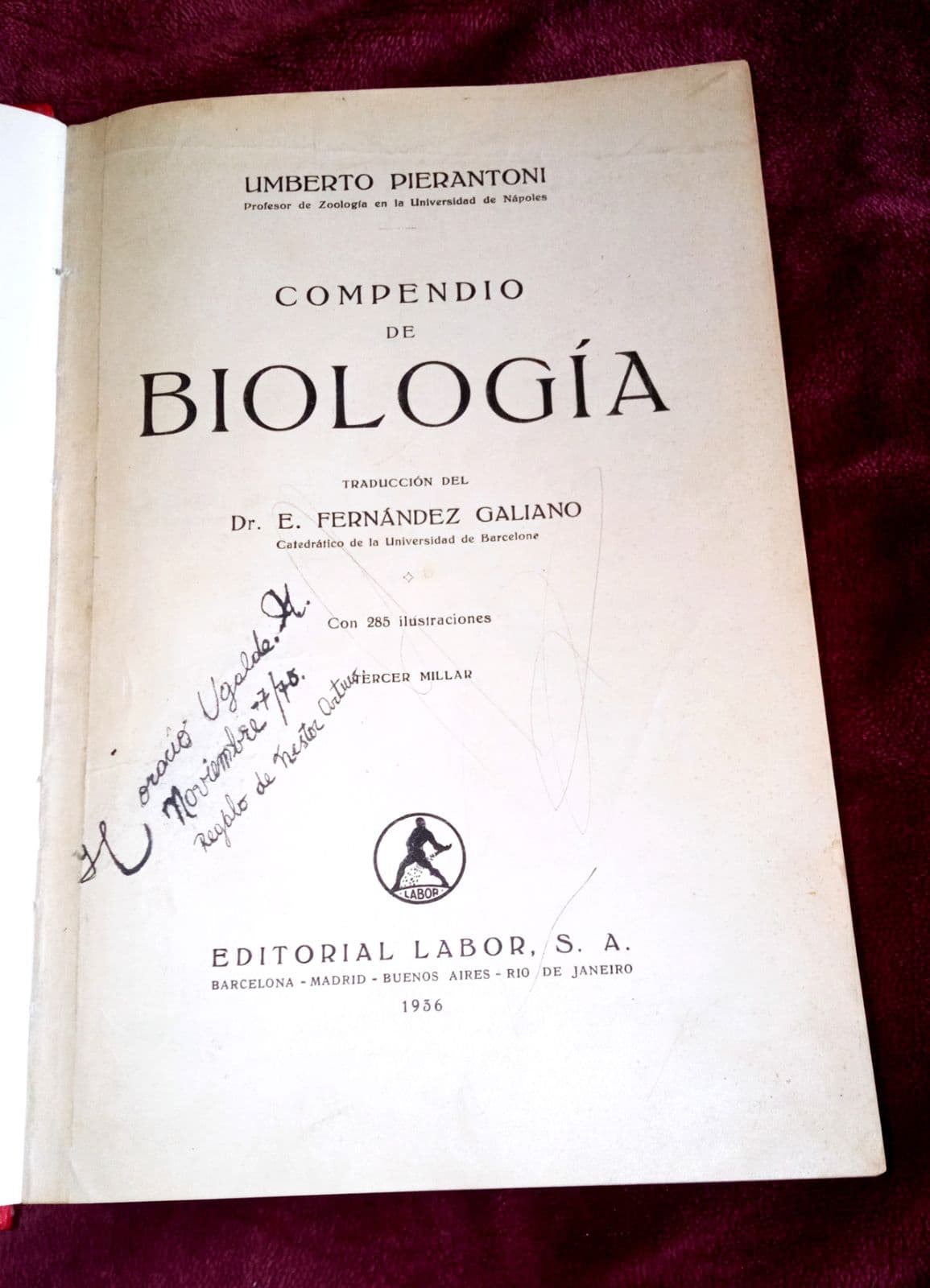 COMPENDIO DE BIOLOGÍA — Umberto Pierantoni , libro usado (foto 1 de 6)
