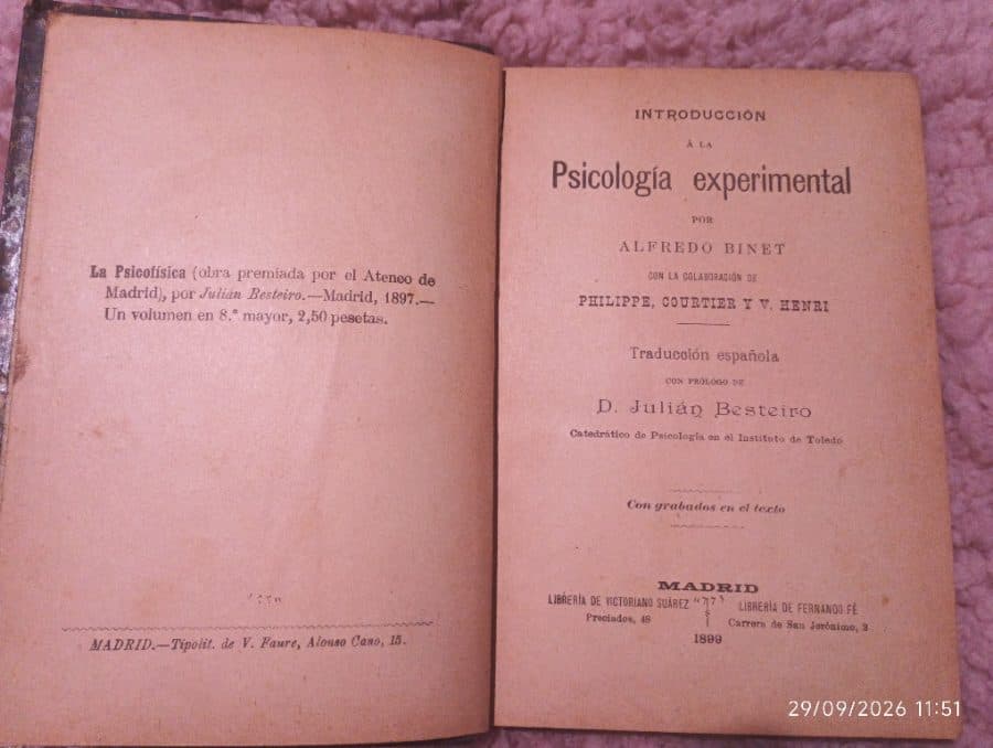 Introducción a la Psicología Experimental — Alfred Binet (con la colaboración de Philippe, Courtier y V. Henri), libro usado
