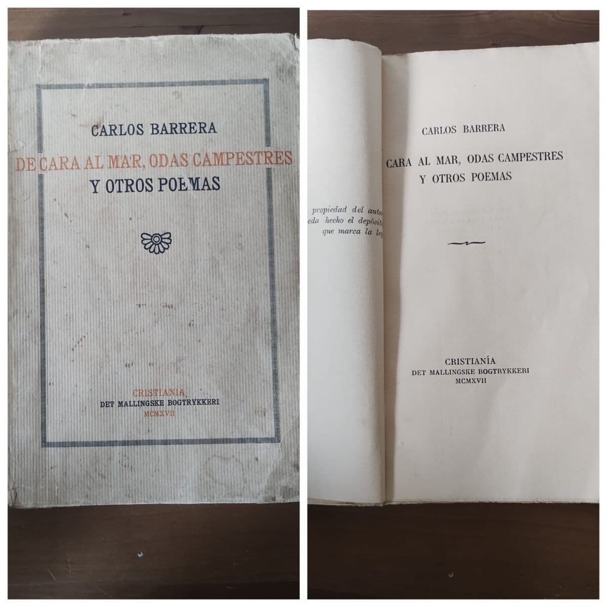 "De Cara al Mar, Odas Campestres" y otros poemas — Carlos Barrera , libro usado