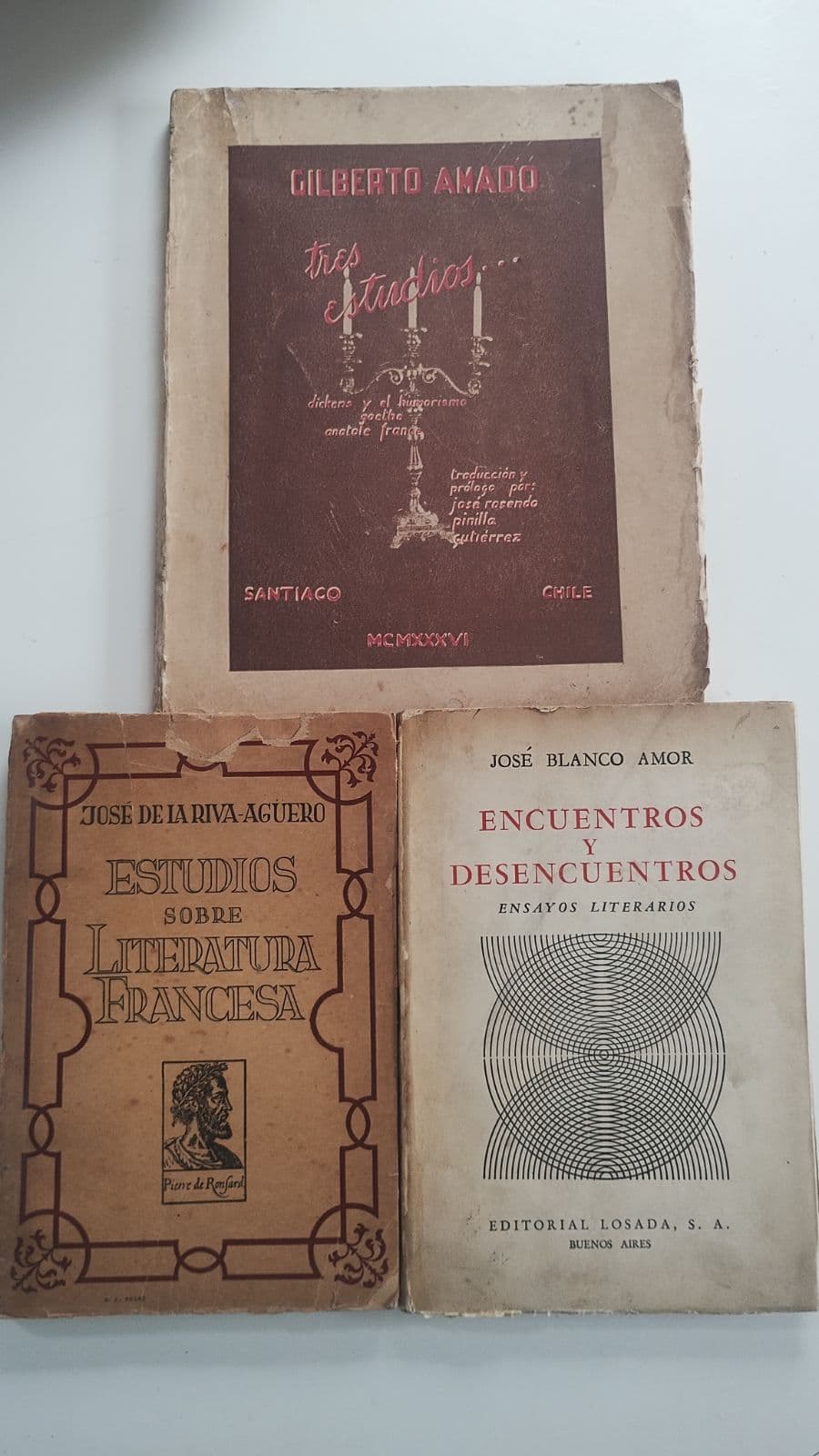Pack 3 libros antiguos ensayos literarios — Varios, libro usado (foto 1 de 4)