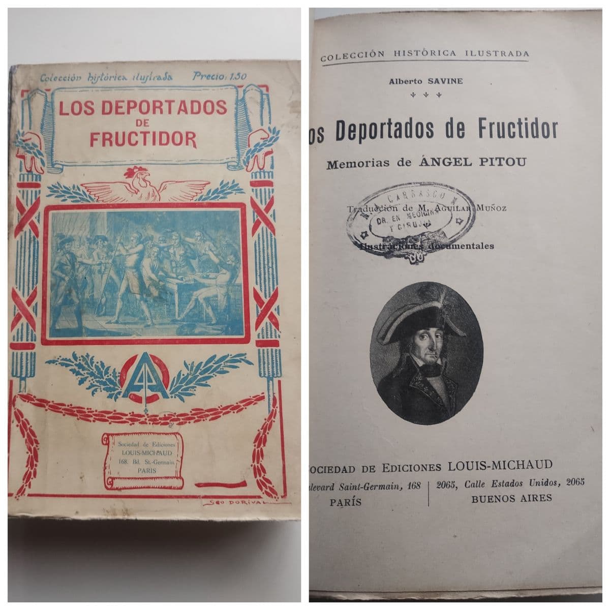 Libro antiguo. "Los deportados de Fructidor" (Memorias de Ángel Pitou — Alberto Savine, libro usado (foto 1 de 4)