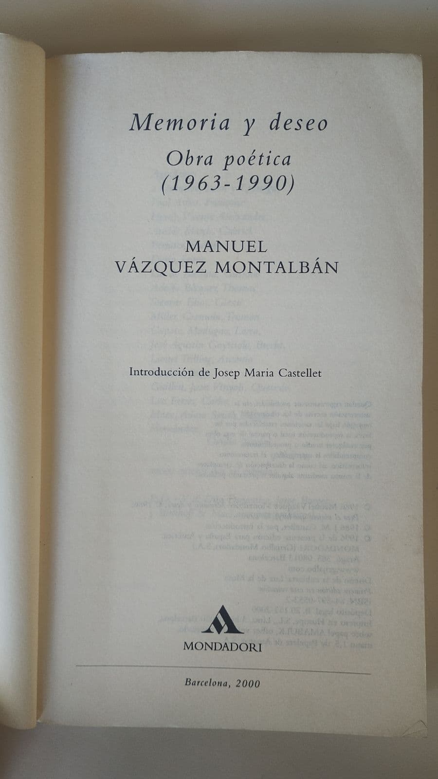 Manuel Vásquez Montalbán. Obra Poética (1963-1990) — Manuel Vázquez Montalban , libro usado (foto 2 de 6)
