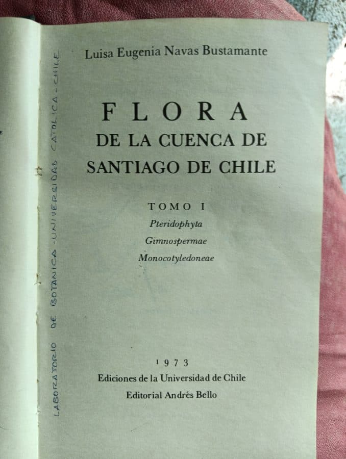 Flora de la Cuenca de Santiago de Chile, Tomo I: Pteridophyta, Gymnospermae, Monocotyledoneae — Luisa Eugenia Navas Bustamante, libro usado