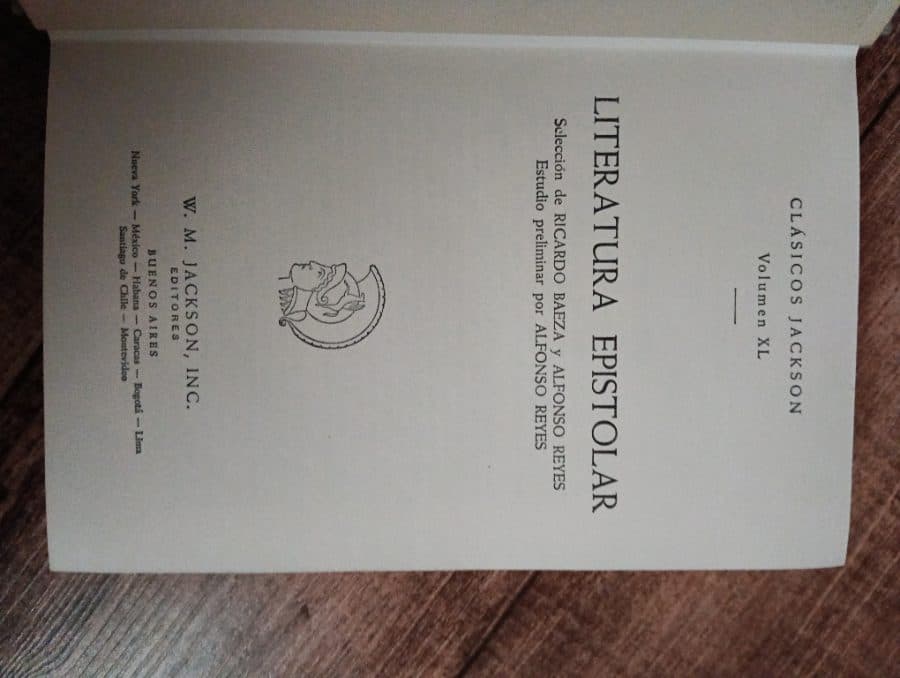 Literatura Epistolar — Ricardo Baeza y Alfonso Reyes (selección y estudio preliminar), libro usado