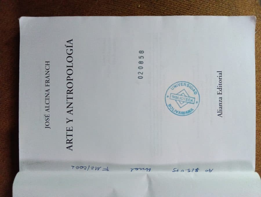 Arte y Antropología — José Alcina Franch, libro usado