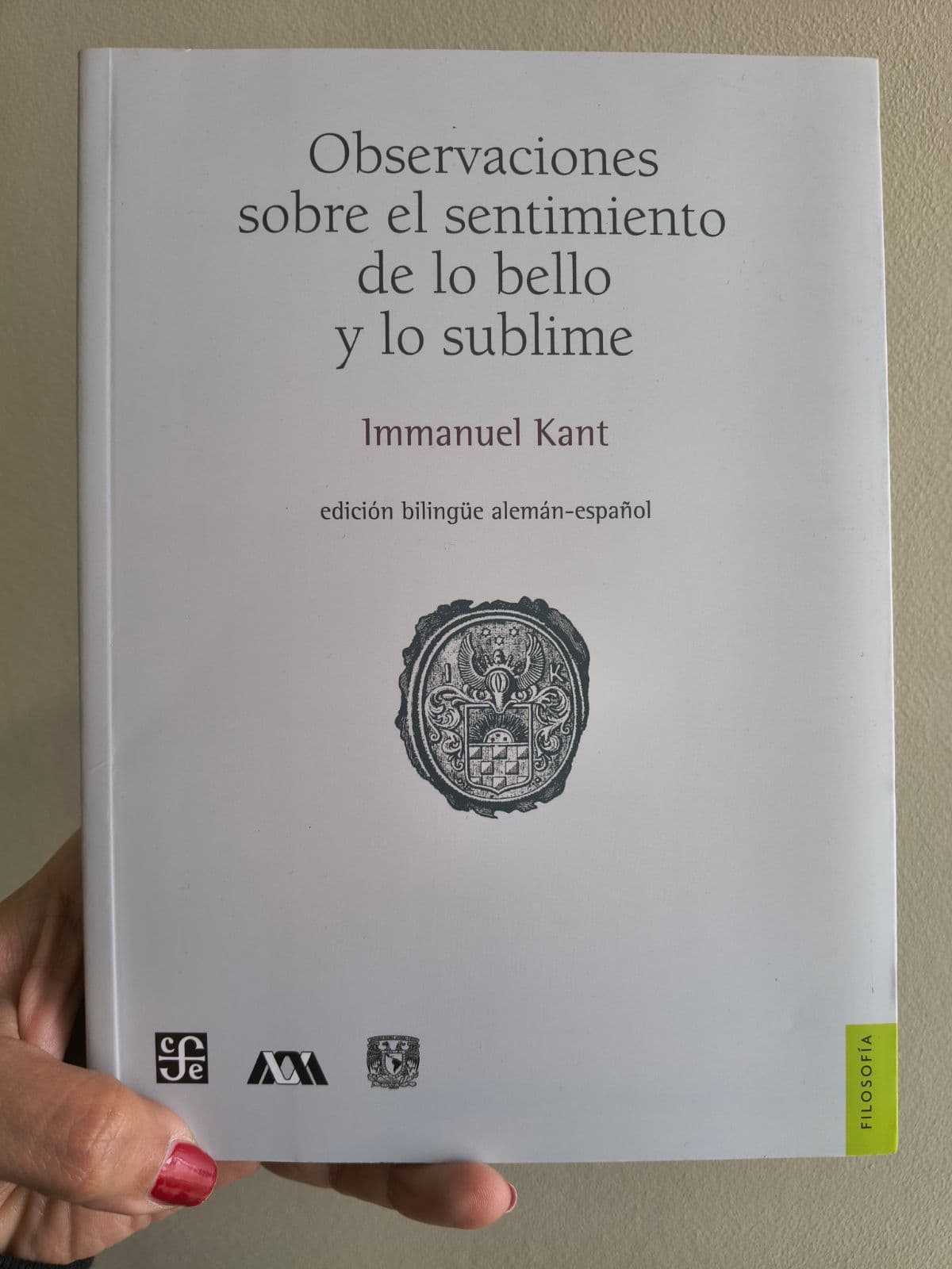 Observaciones sobre el sentimiento de lo bello y lo sublime — Immanuel Kant, libro usado