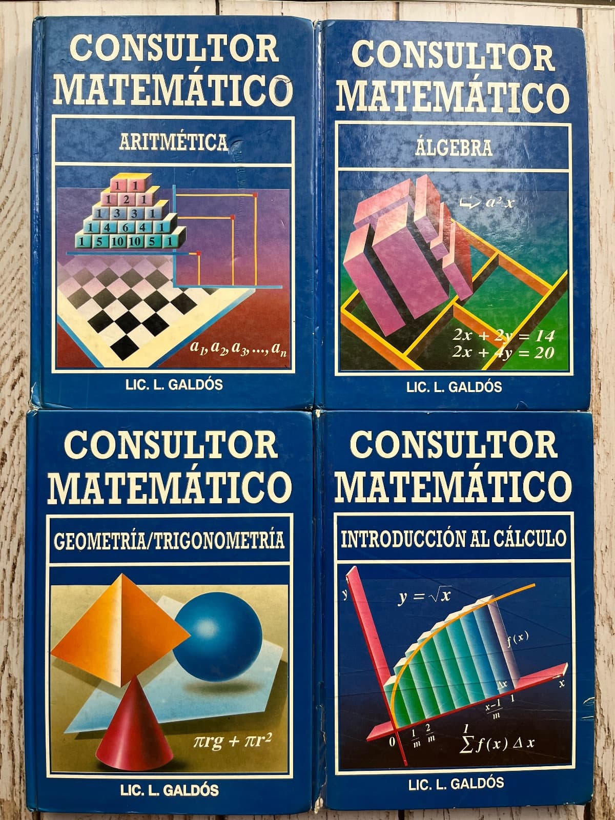 Consultor matemático (4 tomos) Contenido: Aritmética / Álgebra / Geometría-Trigonometría / Introducción al cálculo — Lic. L. Galdós, libro usado (foto 1 de 6)