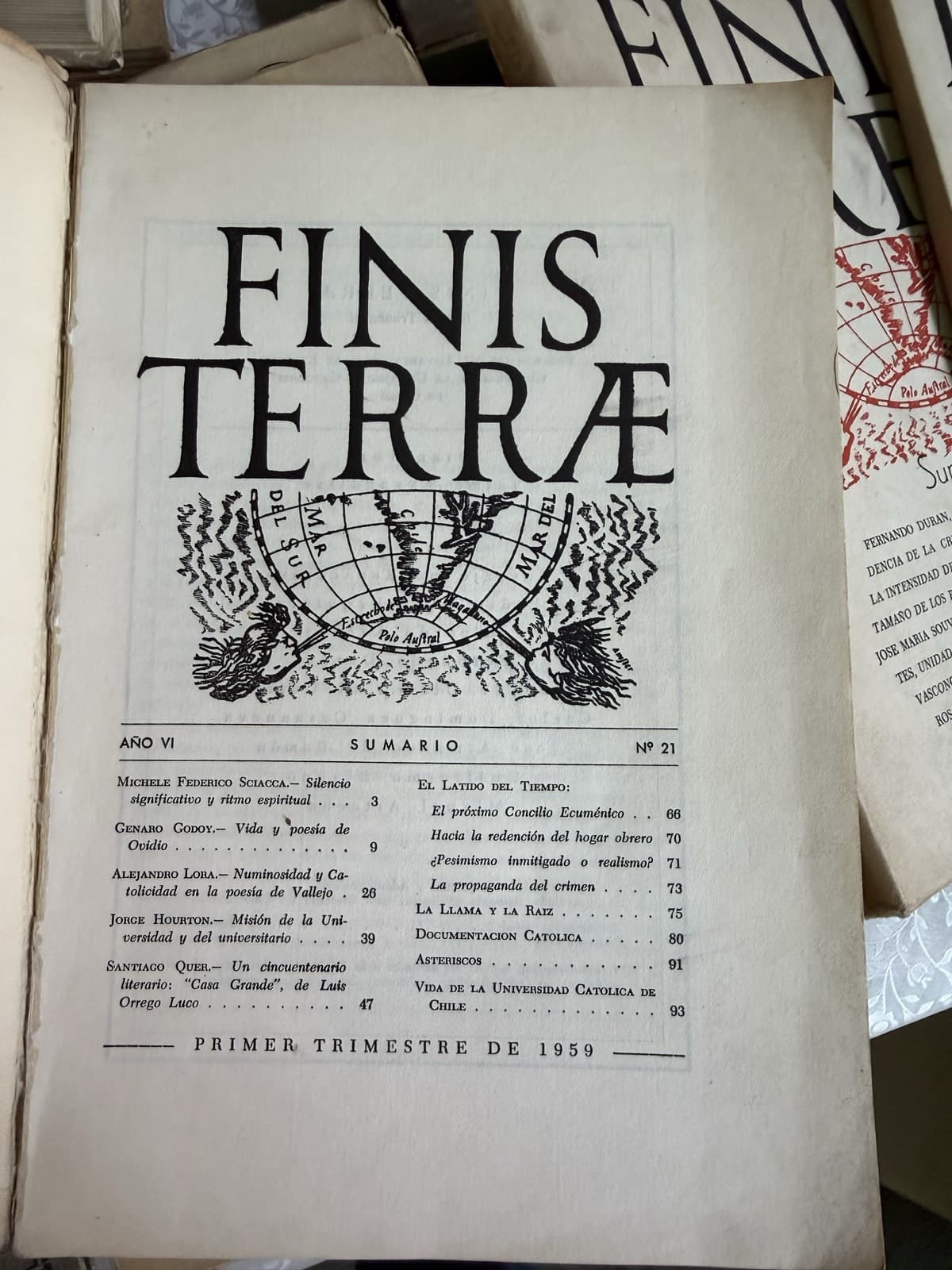 Revista Finis Terrae — 4 números (Universidad Católica, 1959) — Varios autores, libro usado