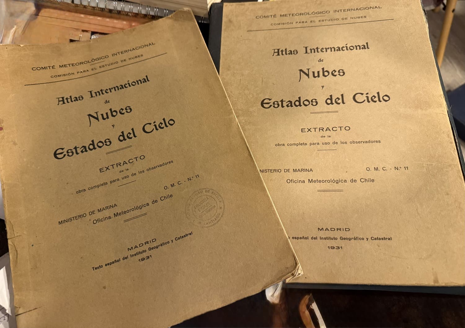 Atlas Internacional de Nubes y Estados del Cielo (Madrid, 1931) — 2 volúmenes: texto y álbum de láminas — Comisión Internacional para el Estudio de las Nubes, libro usado