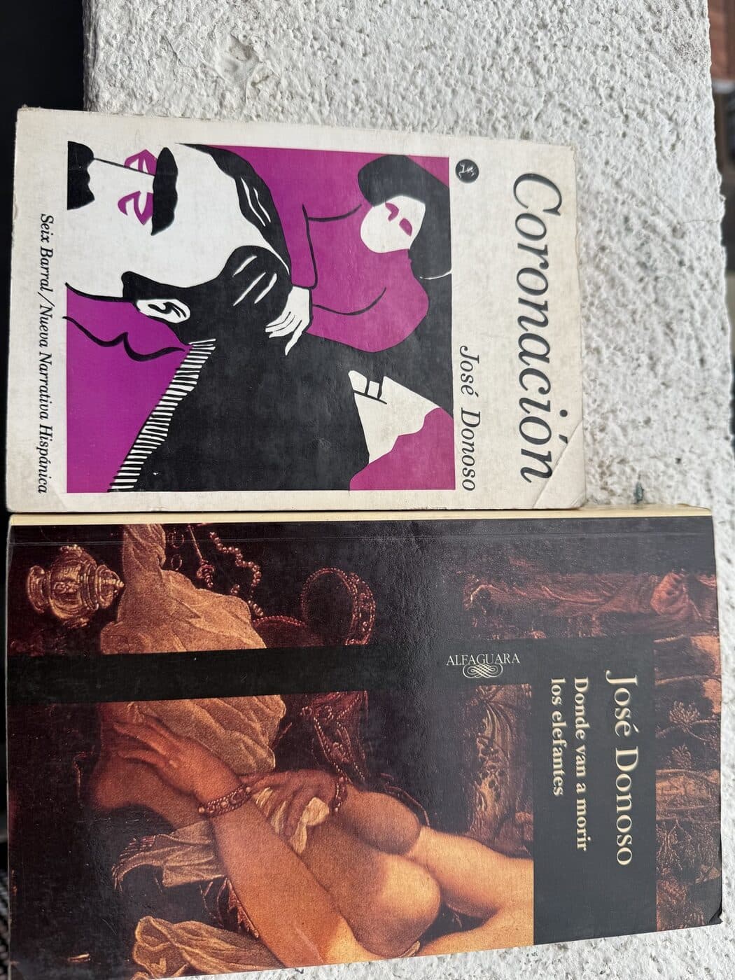 Donde van a morir los elefantes — dedicado y firmado por José Donoso (con Coronación de regalo) — José Donoso, libro usado