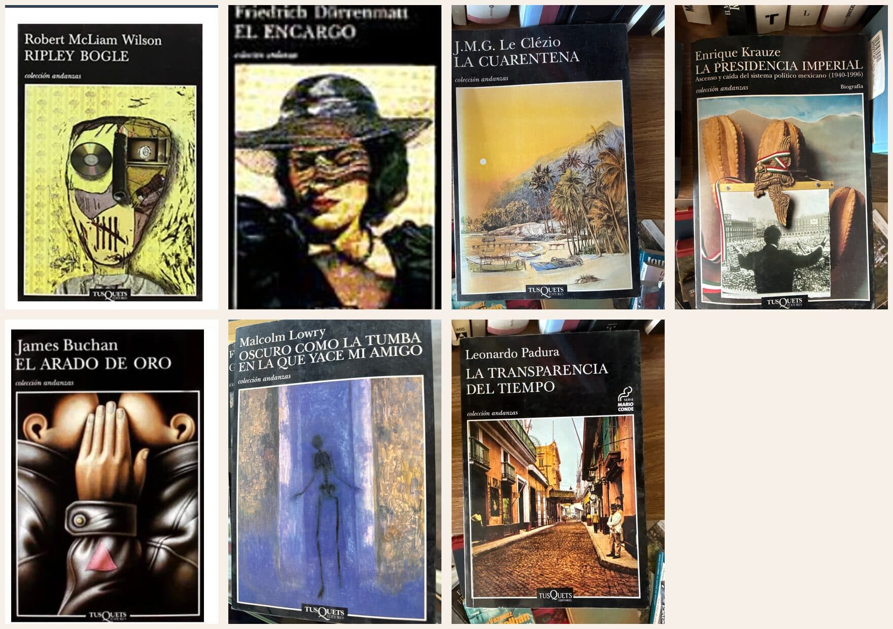 Lote 7 novelas de lomo negro: Padura, Le Clézio, Lowry, Dürrenmatt y más — Varios autores, libro usado