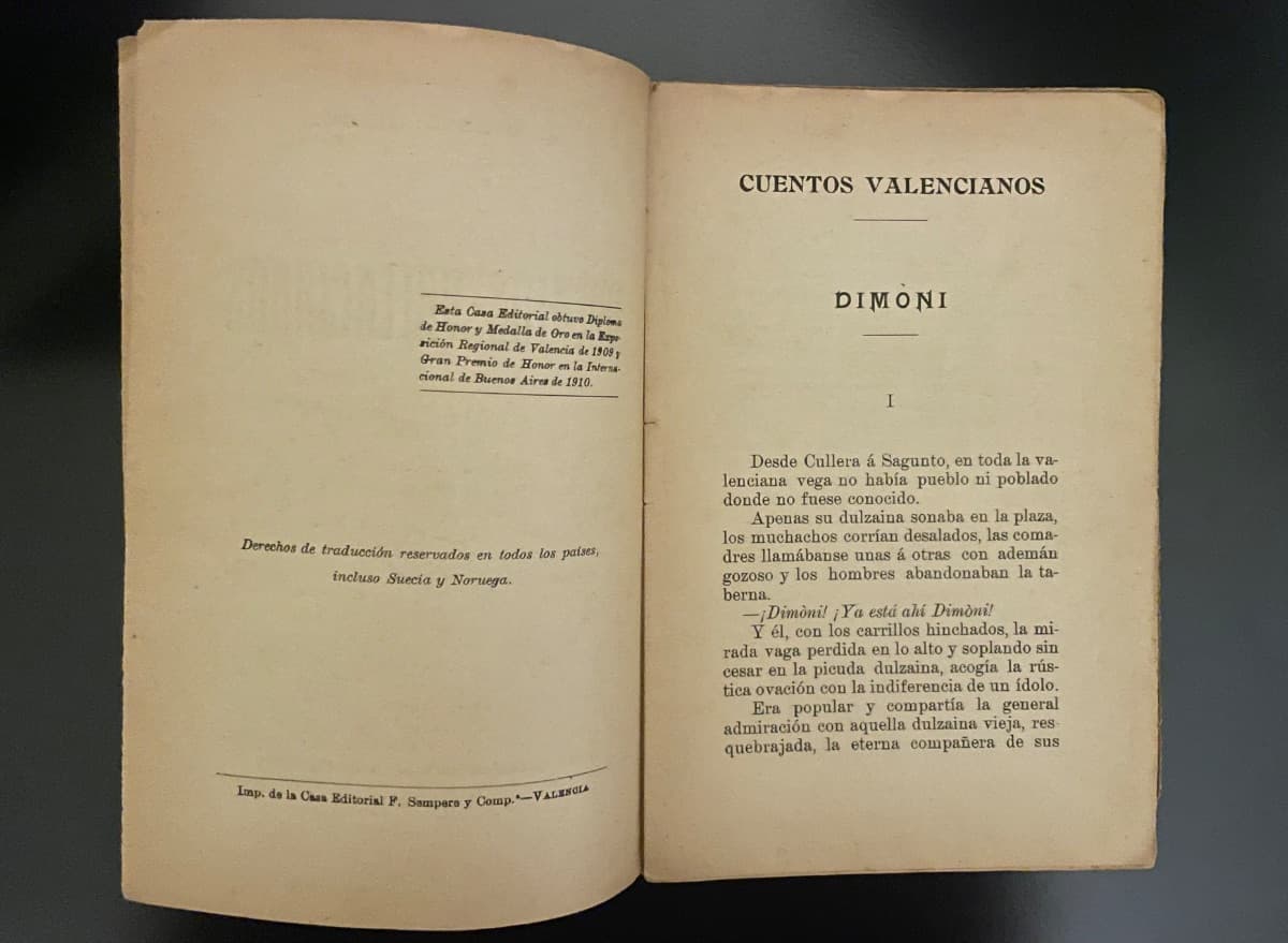 Cuentos Valencianos — Vicente Blasco Ibáñez, libro usado