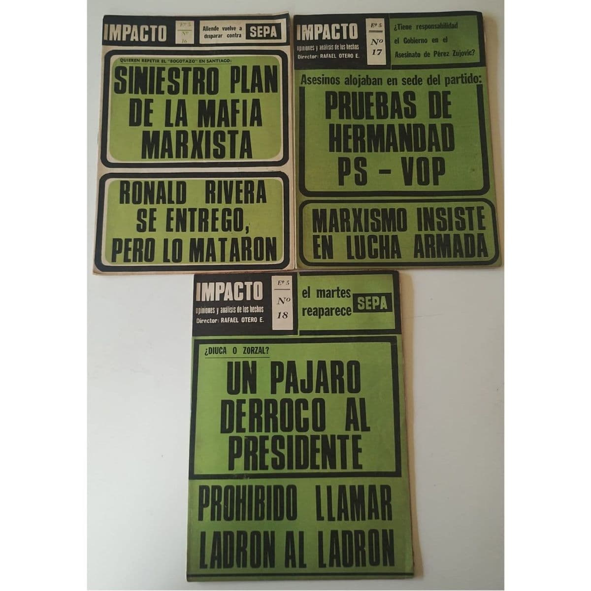 3 números Revista Política "Impacto" — Rafael Otero , libro usado