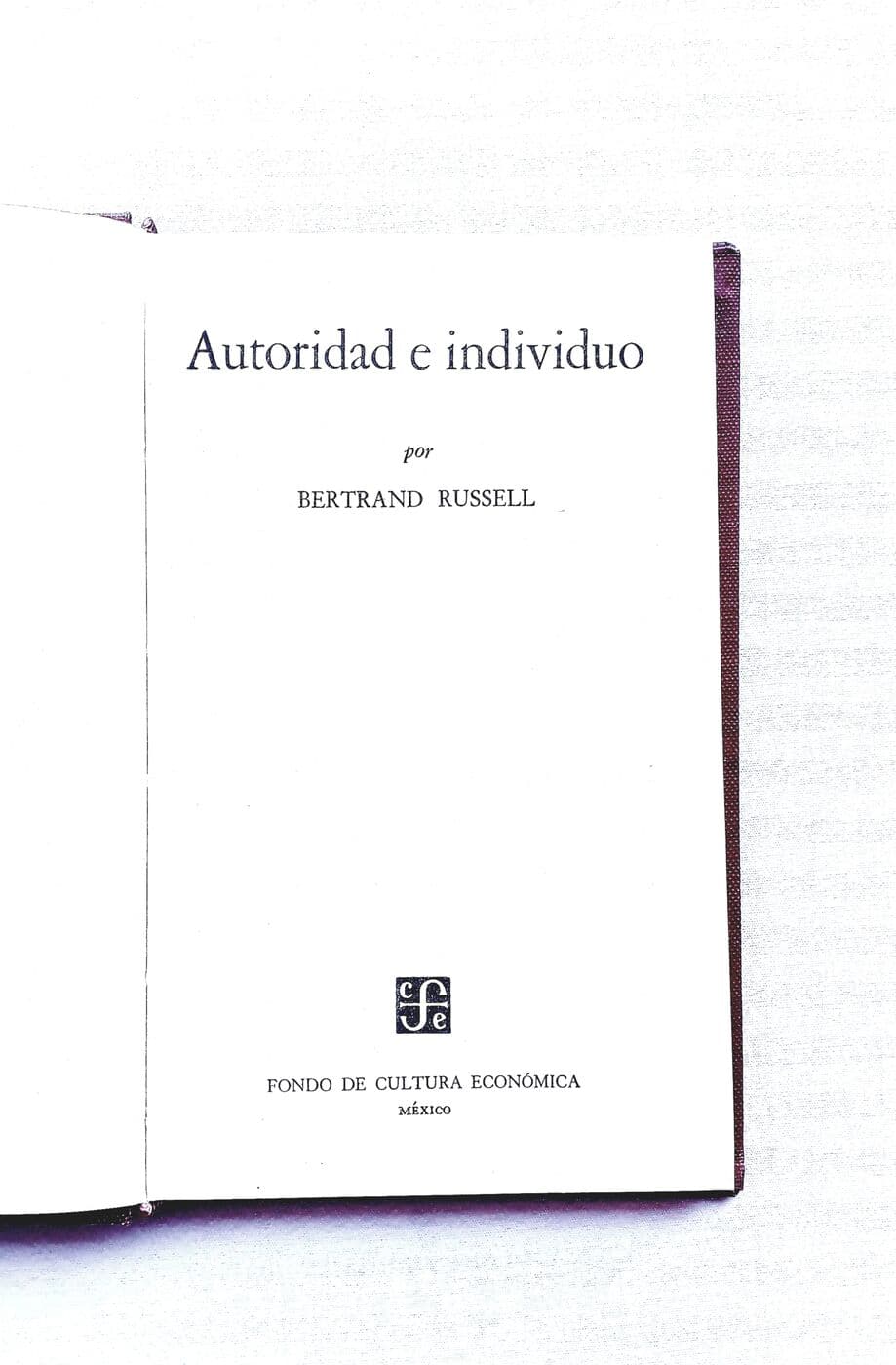 Autoridad e individuo — Bertrand Russell, libro usado (foto 2 de 2)