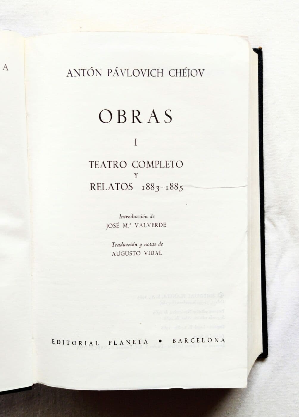 Obras I. Teatro completo y relatos 1883 - 1885 — Antón Chéjov, libro usado (foto 2 de 2)
