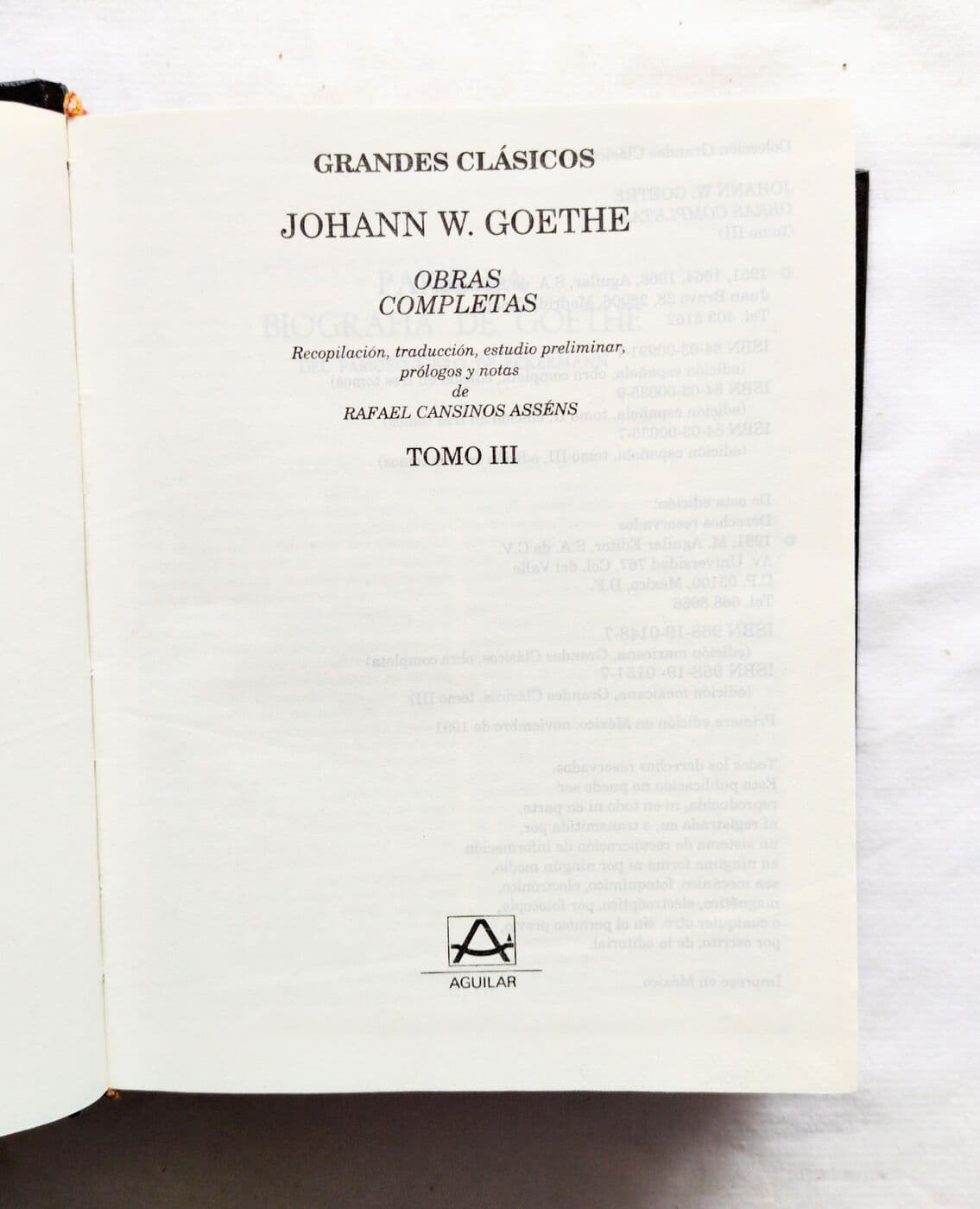 Obras completas Tomo III — Johann W. Goethe, libro usado (foto 2 de 2)